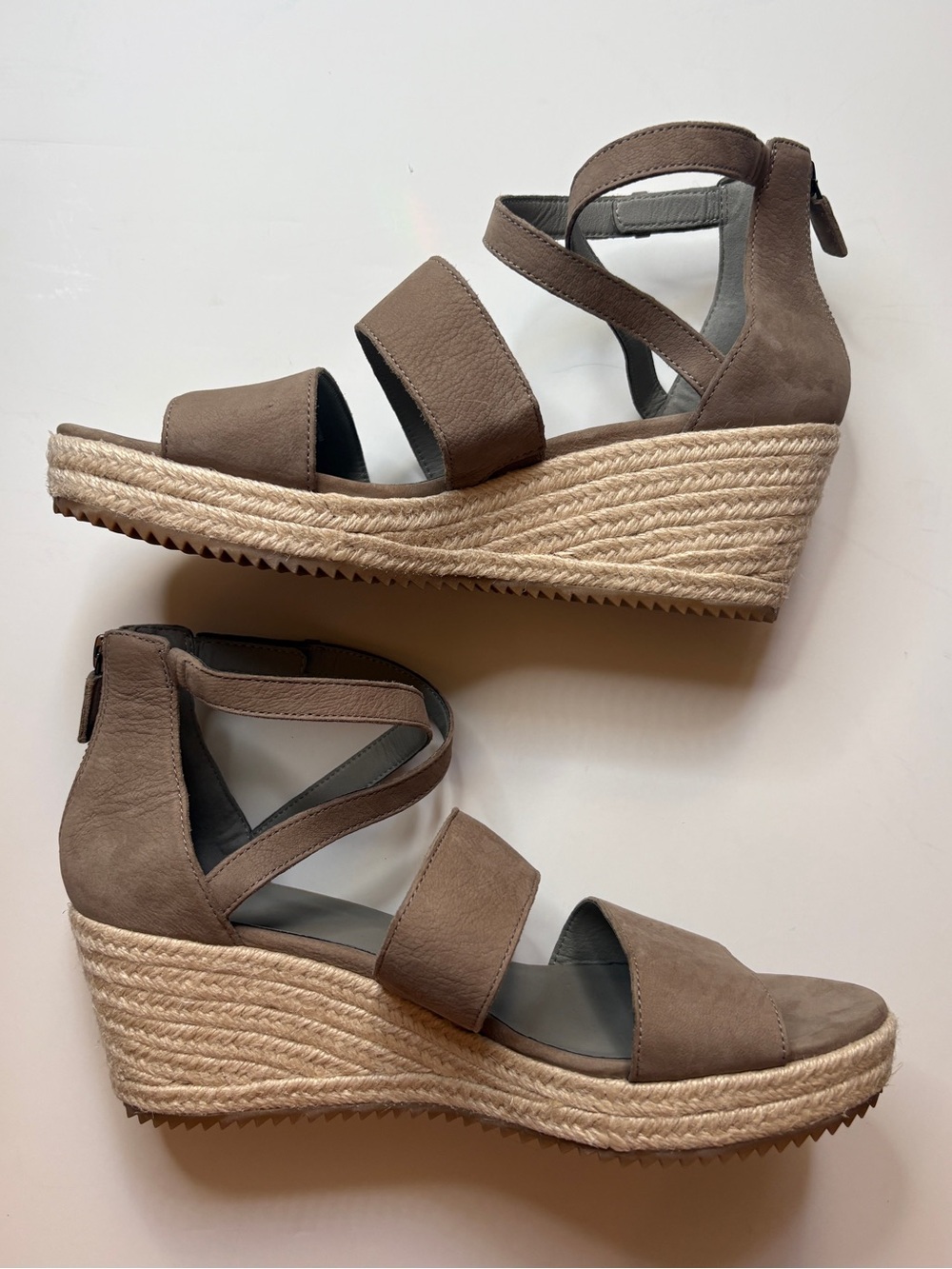 Eileen fisher mauve strappy espadrille wedge sandle six 10